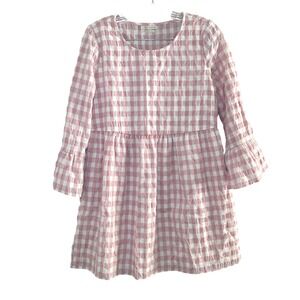 Urban Outfitters Pink Gingham Seersucker Babydoll Mini Dress Ruffle Sleeve XS